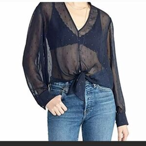 Women's Sheer Rachel Rachel Roy Top With Tie Front
